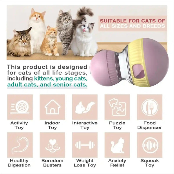 TLKNG Cat Treat Dispensing Toy Kitten Puzzle Feeder & Food Dispenser Ball - Kitty Enrichment Toys for Indoor Cats Kitty Stimulating Tous2