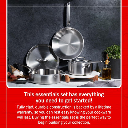 Eater Series 5 Piece Essentials Set | Made in USA | 5 Ply Fully Clad Stainless Steel Cookware Set | Stay Cool Handle | Induction Ready & Non-Toxic8