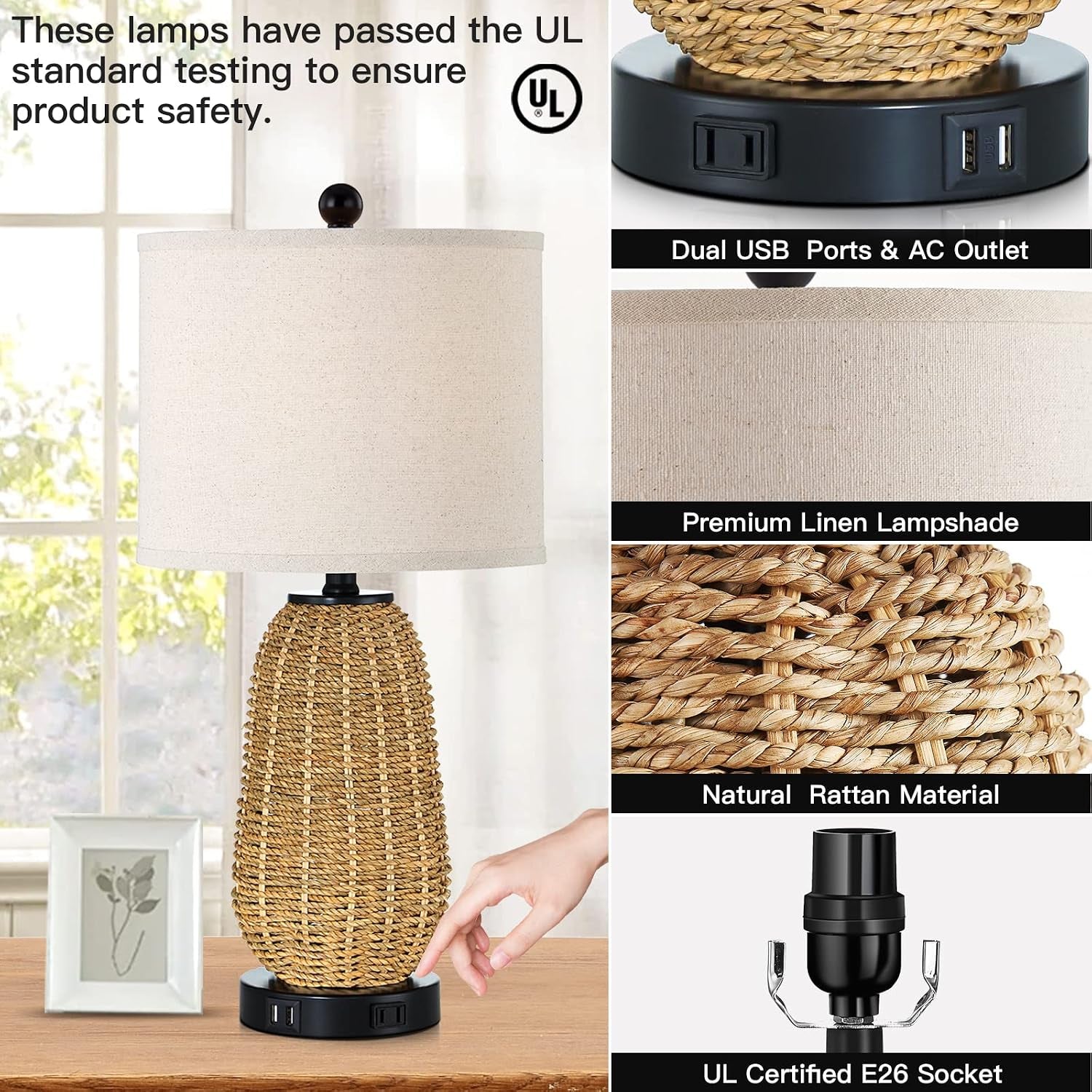 touch-control-rattan-table-lamp-3-way-dimmable-bedside-lamp-for-bedroom-with-2-usb-ports-and-ac-outlet-nightstand-lamps-for-living-roomled-bulbs-included-grass-1pk