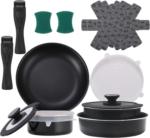 16 Pieces Kitchen Removable Handle Cookware Sets, Stackable Pots and Pans Set Nonstick for Induction Gas Rvs Camping Space Saving1
