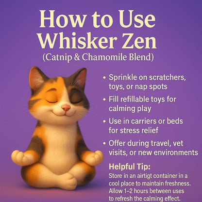 Whisker Zen Natural Catnip and Chamomile Blend for Cats, Calming Herbal Mix (4Oz Bag)2