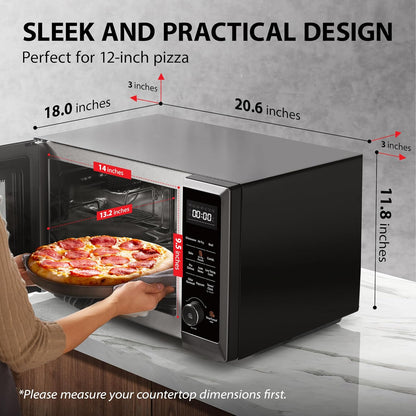 Air Fryer Combo Microwave, 1.0 Cu.Ft, Black Stainless Steel | 8 in 1 with Convection & Broil, Pro Defrost, 12.4" Turntable5