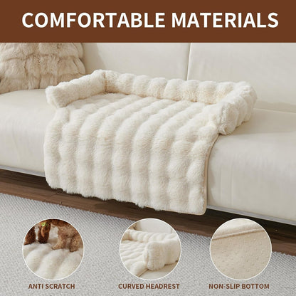 Dog Couch Bed for Dogs & Cats (29.5"X29.5"), Washable Plush Dog Bed for Couch with Bolster, Non-Slip Bottom, Furniture Protector for Sofa, Bed & Car Seat4
