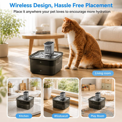 Wireless Cat Water Fountain, 118Oz/3.5L Battery-Operated Pet Fountain | 3 Smart Modes,4000Mah Large Capacity Rechargeable Battery Operated Cat Water Dispenser Ultra Quiet Bpa-Free, 1 Filter9