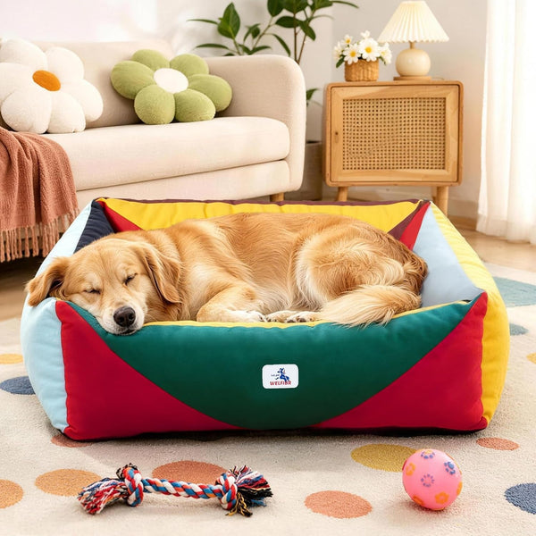 Cotton Canvas Dog Bed (290Gsm Thick), 24"X20"X8" Durable Waterproof | Cute Dog Beds for Small Dogs, Orthopedic Bed with Washable Removable Cover, Anti-Chewing Pet Bed Anti-Slip Black&White11