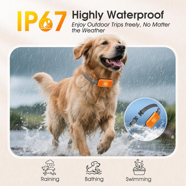 Dog Bark Collar for Large Medium Small Dogs, Effective No-Bark Collar, Smart Barking Collar, Rechargeable Bark Collar with 7 Sensitivity, 3 Modes, Waterproof, Neon Orange6