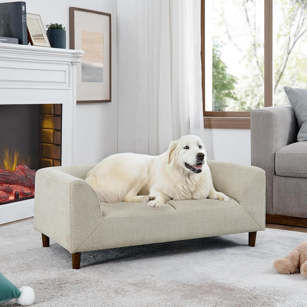 39.75" Modern Pet Sofa with Backrest and Armrests, Comfortable Foam Cushion Dog Couch for Small and Medium Dogs, Stable Leg Design for Living Room1