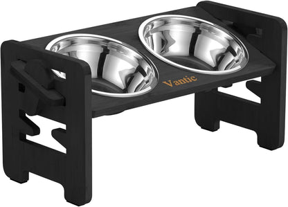 Vantic Elevated Dog Bowls, Raised Dog Bowl Stand Adjustable Small, Natural | Bamboo Elevated Feeder with 2 Stainless Steel Bowls, Adjustable Height Stand for Small Puppies and Cats14