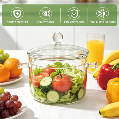 Glass Pots for Cooking on Stove, 1.5L / 50Oz, Heat-Resistant Simmer Pot | Glass Cooking Pot with Lid, Heat-Resistant Simmer Pot for Stove Potpourri, Saucepan Pot Fits for Cooking, Soup, Tea, Milk4