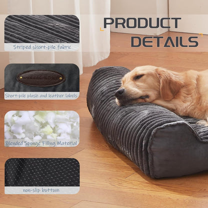 Dog Beds for Medium,Large Dogs Breeds,Sofa Dog Bed with Pillow for Crate Kennel, Super Soft Pet Bed for Support Bolster, Comfortable Pet Couch Bed & Non-Slip Bottom3