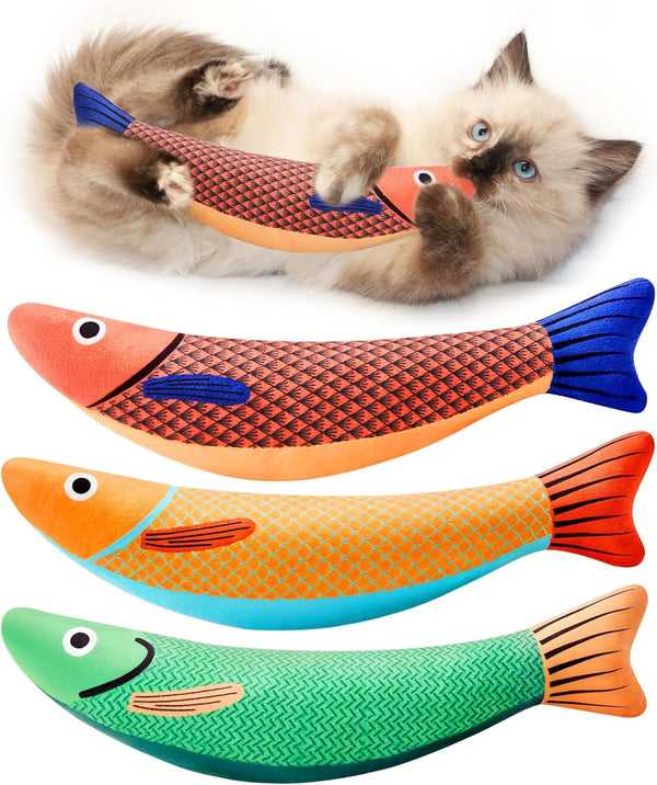Potaroma Cat Toys Saury Fish, 3 Pack, Catnip Crinkle Sound, Soft and Durable, Interactive Kitten Kicker for Indoor Kitty Exercise 9.4 Inches for All Breeds | Crinkle Sound, Soft and Durable, Interactive Kitten Kicker for Indoor Kitty Exercise 9.4 Inches for All Breeds1