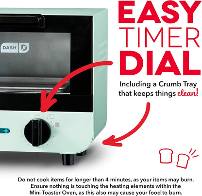 Mini Toaster Oven Cooker for Bread, Bagels, Cookies, Pizza, Paninis & More with Baking Tray, Rack, Auto Shut off Feature & Mighty Mini 10 Oz Compact Personal Bottle Blender with Travel Lid, Aqua4