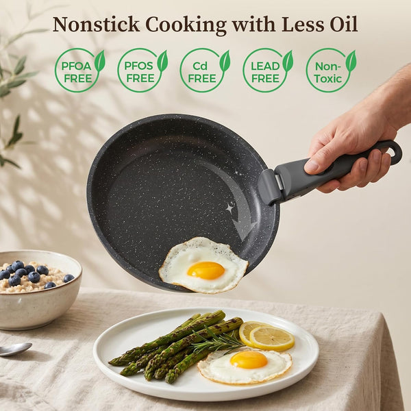 9Pcs Granite Nonstick Pots and Pans Set, Stackable, Oven Safe | Non-Toxic Cookware Set with Detachable Handle for Rvs, Camping, Pfos/Pfoa-Free Induction Compatible3
