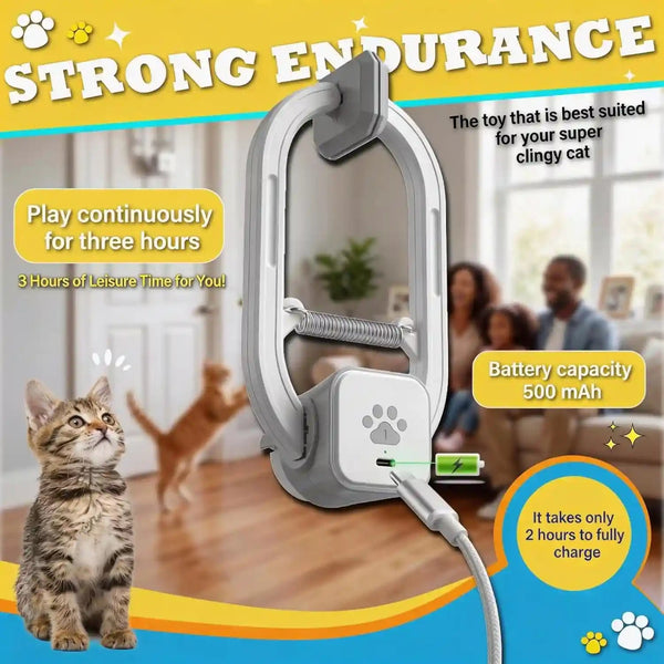 Interactive Cat Toy, Electric Cat Teaser, Door Clip, 2 Motion Modes,Gray | 360° Rotation • Random Jumping • Type-C Rechargeable • Door Clip Design • for Indoor Cats5