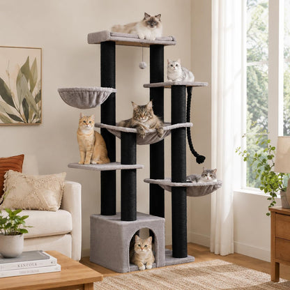 MUTTROS Mushroom Cat Tree Tower with Removable Scratcher, Large Hammock, Condo, Perch, 3 Sisal Posts – Multi-Level Cat Tree for Indoor Cats, Cute Cat Tower for Small Space Homes17