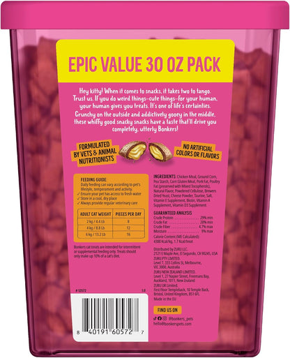 Bonkers Bites Paw Lickin Grain-Free Chicken Crunchy Cat Treats, 30 Oz Tub2