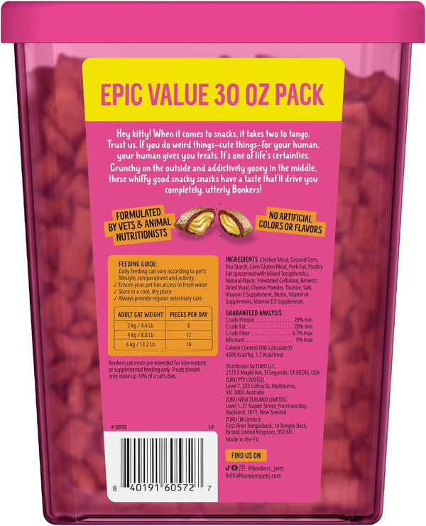 Bonkers Bites Paw Lickin Grain-Free Chicken Crunchy Cat Treats, 30 Oz Tub2