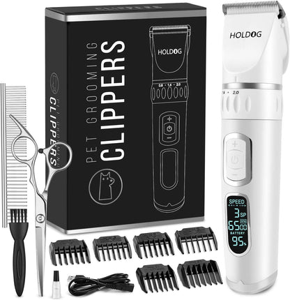 Dog Clippers Professional Heavy Duty Grooming Clipper 3-Speed Low Noise High Power Rechargeable Cordless Pet Tools for Small & Large Dogs Cats Pets with Thick Coats8