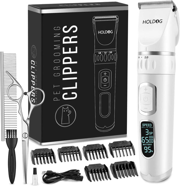 Dog Clippers Professional Heavy Duty Grooming Clipper 3-Speed Low Noise High Power Rechargeable Cordless Pet Tools for Small & Large Dogs Cats Pets with Thick Coats8