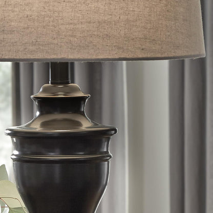 Signature Design by Ashley Table Lamp Set of 2, Dark Bronze | Fabric Hardback Shade, 28.5 Inches Tall, Traditional Double Pillar Base, 3-Way Switch, Living Room Use, Darlita Series10