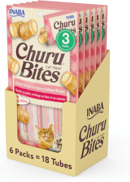 INABA Churu Bites Soft & Chewy Cat Treats, Chicken, 18Ct | Immune Support, 72% Moisture, Low Calorie, Pill-Friendly Center, Grain-Free, Preservative-Free, 18 X 0.35 Oz Tubes9