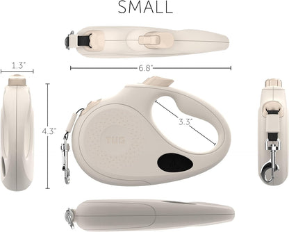 TUG Oval 360° Tangle-Free Retractable Dog Leash with Integrated Waste Bag Dispenser (Small, Cream)7