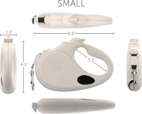 TUG Oval 360° Tangle-Free Retractable Dog Leash with Integrated Waste Bag Dispenser (Small, Cream)7