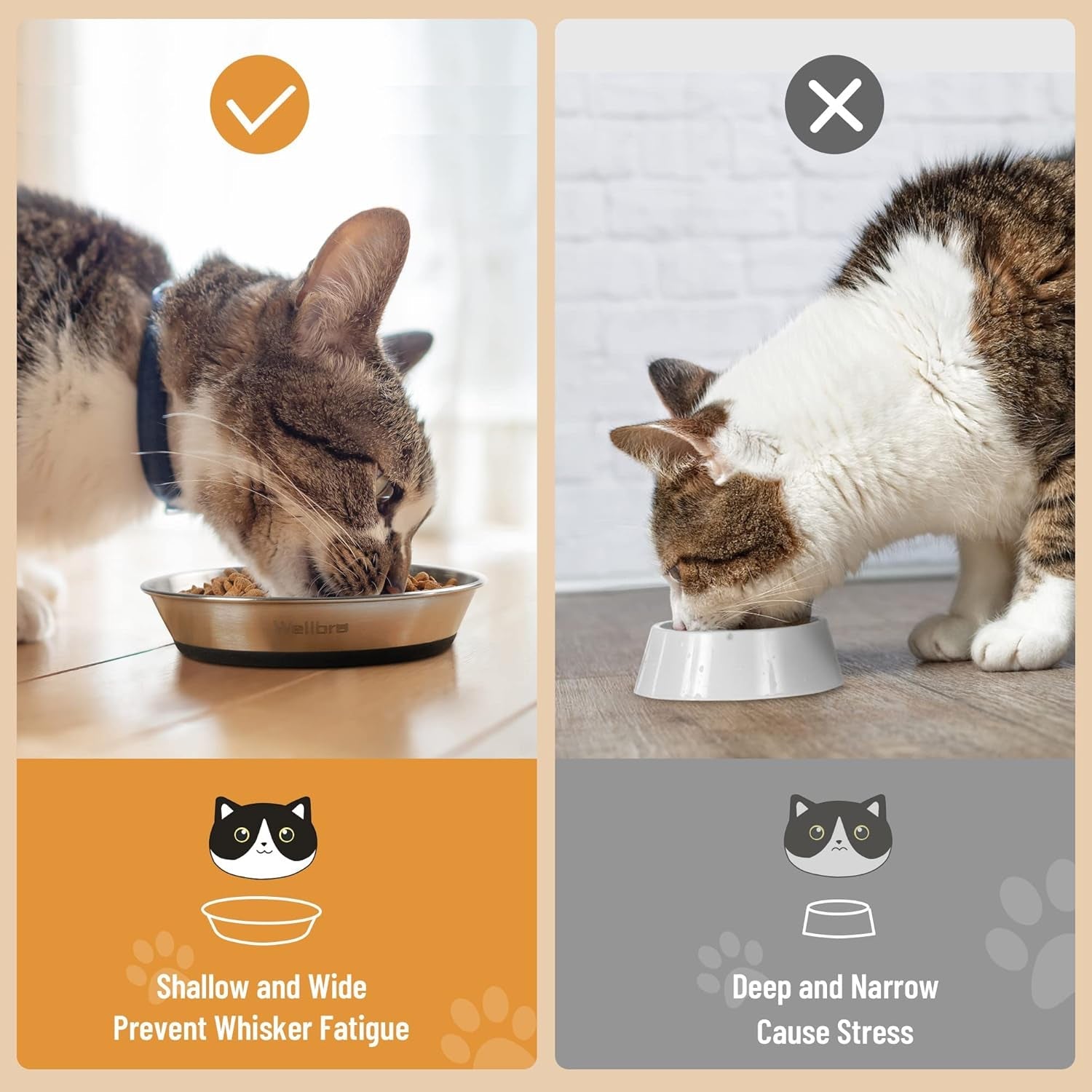 cat-bowls-2-pcs-stainless-steel-cat-bowls-for-food-and-water-whisker-fatigue-shallow-non-slip-dishes-plates-for-small-dog-puppies-cats