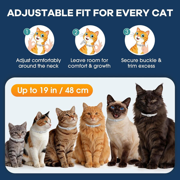 Flea and Tick Collar for Cats 5 Pack, 8 Months Protection, Plant-Based Ingredients, Water-Resistant, Adjustable & Lightweight, Suitable for Adult Cats & Kittens, White7