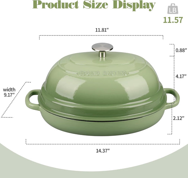 Enameled Oval Cast Iron Dutch Oven Pot with Lid, Bread Dutch Oven for Sourdough Bread Baking, Dutch Oven Bread, Bread Oven, 6QT, Pistachio Green2