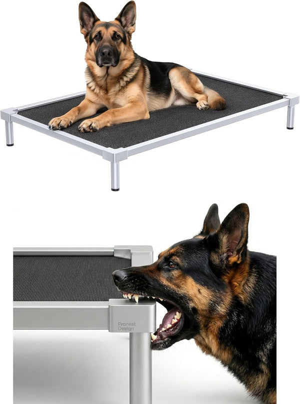 Elevated Dog Bed Medium Size Dog, Chew Proof Aluminum Alloy Heavy Duty Dog Supplies Cooling Raised Pet Cot Indestructible with Anti-Rust Washable Assembly for Crate Outdoor-40.6"X 28.7" X 7"1