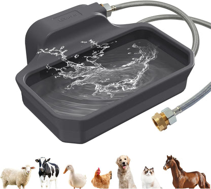 FICUSWIN 135OZ Automatic Water Dispenser for Large Dogs Patented Outdoor Dog Water Bowl Dispenser Automatic Dog Feeder Fit 3/4'' GHT Faucet Dog Waterer Include Water Hose Extra-Large Drinking Area1