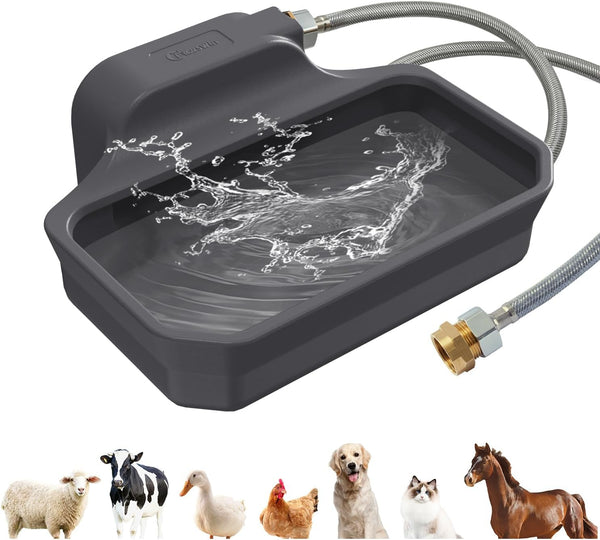 FICUSWIN 135OZ Automatic Water Dispenser for Large Dogs Patented Outdoor Dog Water Bowl Dispenser Automatic Dog Feeder Fit 3/4'' GHT Faucet Dog Waterer Include Water Hose Extra-Large Drinking Area1