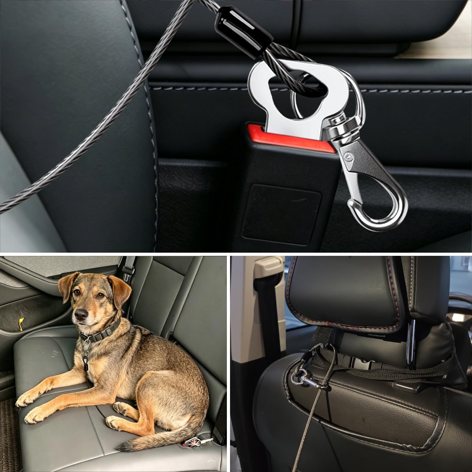 2pcs-dog-car-seat-belt-chew-proof-pet-safety-belt-for-dogs-2-in-1-heavy-duty-dog-car-seatbelt-restraint-waterproof-steel-wire-dog-leash-black-2-24inch-60cm