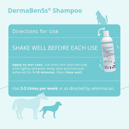 Dermabenss® Shampoo for Dogs, Cats and Horses, 12 Fl Oz | Gentle, Soap-Free, Antiseboerrhetic, Antimicrobial; 2.5% Benzoyl Peroxide, USP; 1% Salicylic Acid; Packaging May Vary3