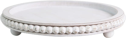 HPC Decor 12In round Wood Tray - White, Distressed, Farmhouse Rustic - Decorative Tray for Living Room, Coffee Table, Kitchen Table or Farmhouse Serving Tray9