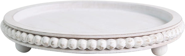 HPC Decor 12In round Wood Tray - White, Distressed, Farmhouse Rustic - Decorative Tray for Living Room, Coffee Table, Kitchen Table or Farmhouse Serving Tray9