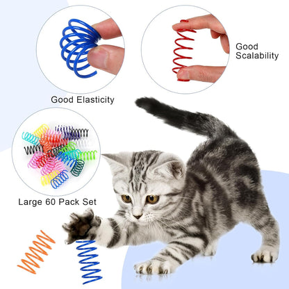 60 PCS 12 Colors Cat Spring Toys, Cat Spiral Springs for Indoor Cats | Kittens Toys Plastic Coil for Swatting, Biting, Hunting3