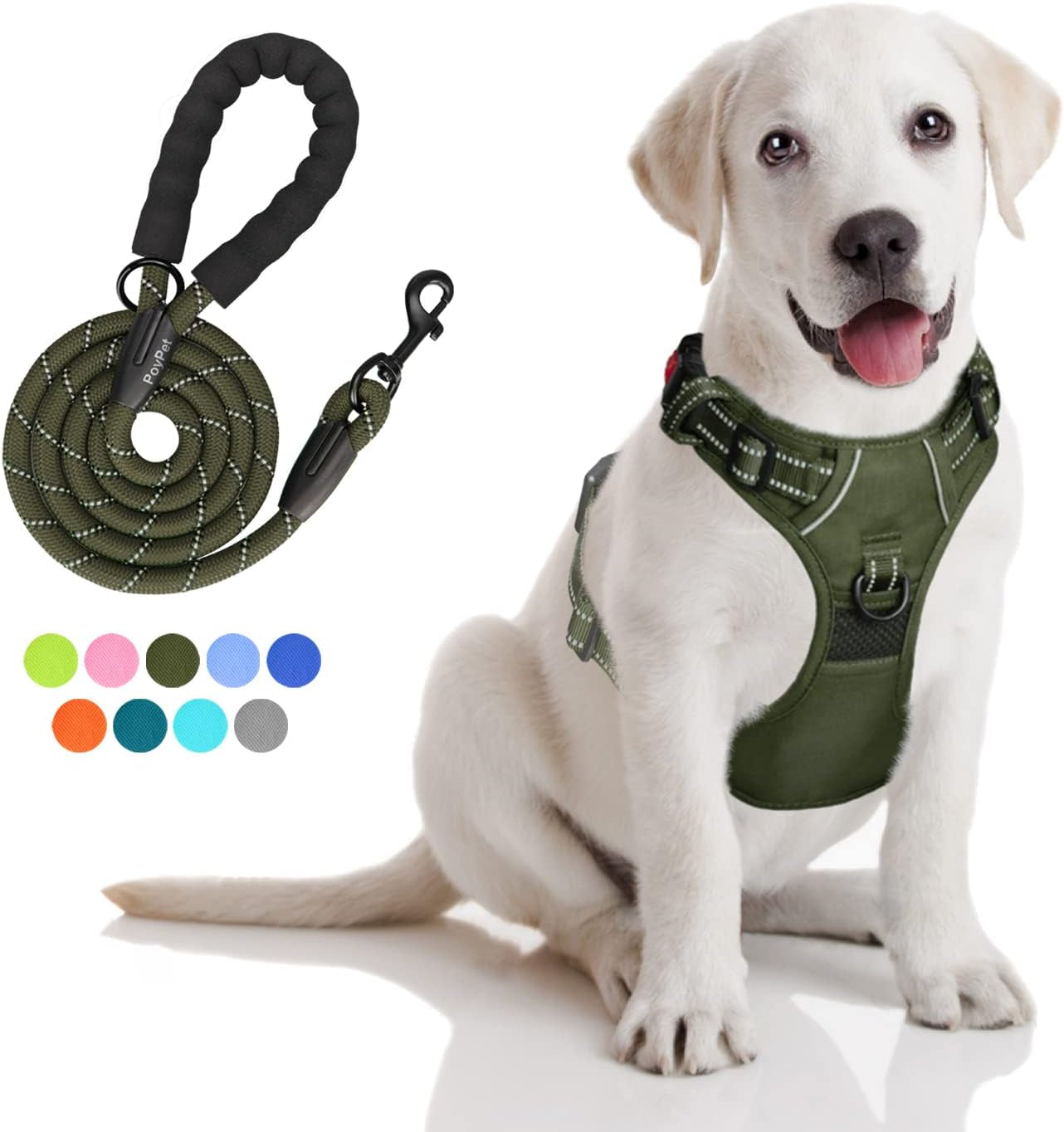 poypet-no-pull-dog-harness-and-5-feet-leash-set-release-on-neck-reflective-adjustable-pet-vest-front-back-2-d-ring-and-soft-padded-pet-harness-with-handle-for-small-to-large-dogsgrey-l