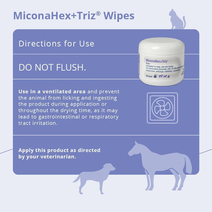 Miconahex+Triz Wipes, 2.25" round for Dogs, Cats and Horses, 50 Count Jar | Antibiofilm, Moisturizing; Packaging May Vary3