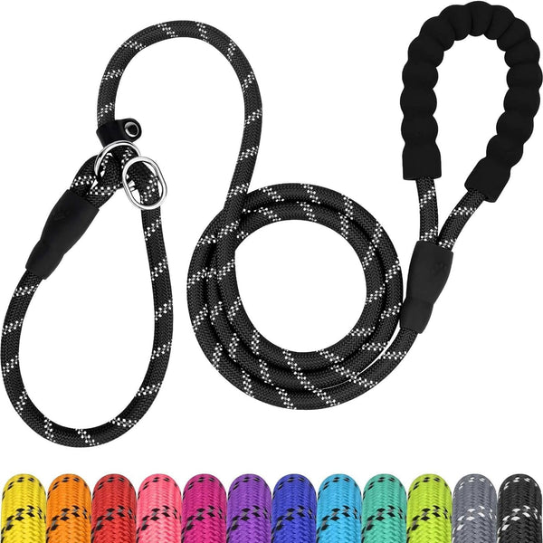 Tagme Slip Lead for Dogs, No Pull Training Leash, Padded Handle (Hot Pink) | Braided Climbing Rope, Reflective Stitching, 6 Ft, Fits Small to Large Dogs up to 250 Lbs, Cushioned Grip, No Leash Burn13