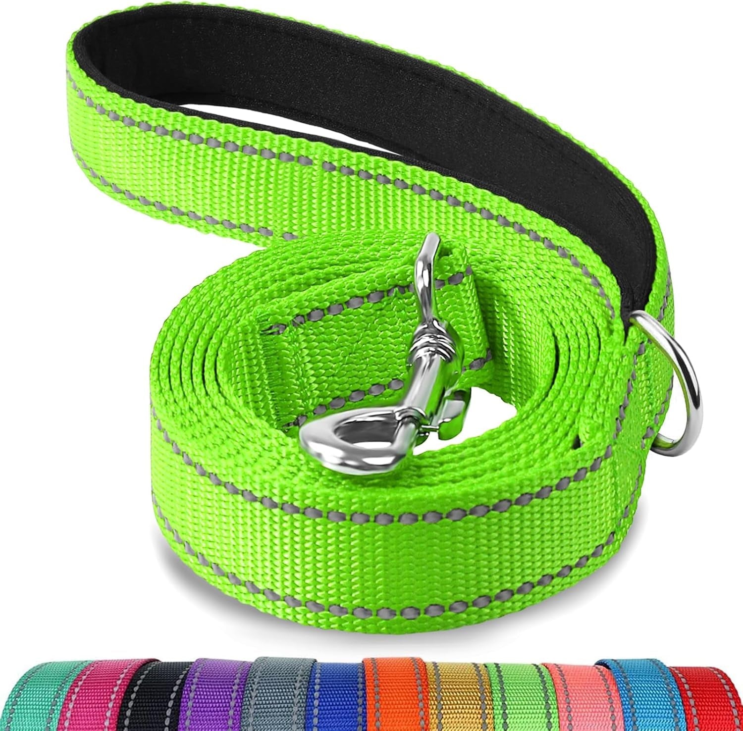 joytale-reflective-dog-leash-for-medium-large-dogs-6-ft-x-1-black-heavy-duty-nylon-webbing-padded-handle-for-comfort-visible-at-night-for-walking-training