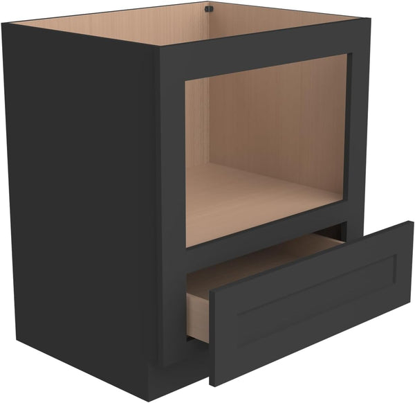 Microwave Base Cabinet – Solid Wood Shaker Style Kitchen Storage Base Unit with Drawer & Soft-Close Doors, RTA Pantry Cupboard for Dining Room, Coffee Bar 30" W X 24" D X 34 1/2" H (Charcoal Black)1