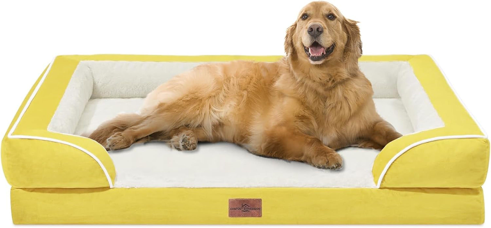 comfort-expression-orthopedic-dog-bed-for-extra-large-dogs-with-bolster-waterproof-dog-couch-bed-with-washable-cover-non-slip-bottom-supportive-egg-crate-foam-xl-pet-bed-42x30-inch