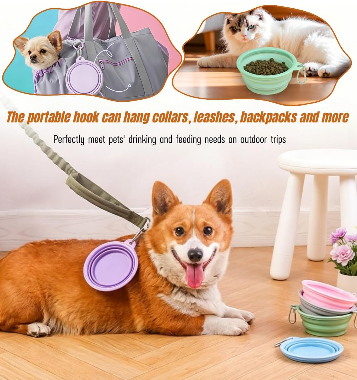 collapsible-pet-bowl-travel-food-water-bowlgreenpinkblue-food-grade-silicone-bpa-free-soft-durable-collapsible-with-carabiner-for-travel-non-slip-base-easy-to-rinse-clean