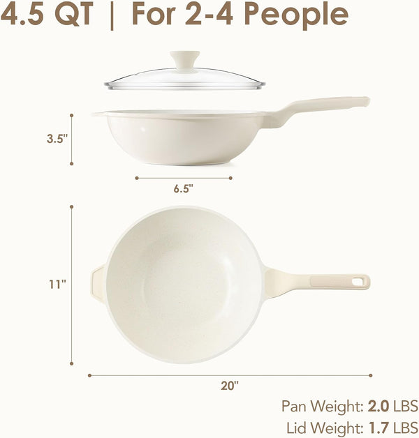 Nonstick Ceramic Wok Pan with Lid, 11Inch Non Toxic Stir-Fry Pan | PFAS Free, Induction Cookware, Even & Fast Heating, Easy to Clean, Durable, Non Stick Frying Pans Skillet, Stay-Cool Handle3