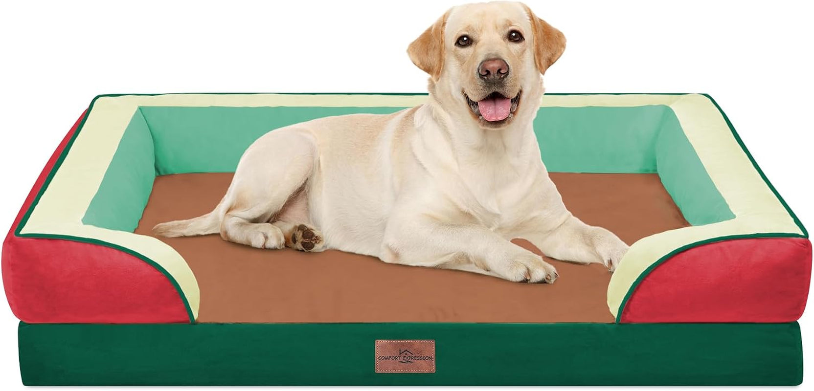 comfort-expression-orthopedic-dog-bed-for-extra-large-dogs-with-bolster-waterproof-dog-couch-bed-with-washable-cover-non-slip-bottom-supportive-egg-crate-foam-xl-pet-bed-42x30-inch
