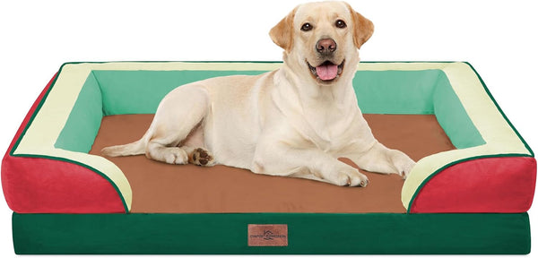 Comfort Expression Orthopedic Dog Bed for Extra Large Dogs with Bolster | Waterproof Dog Couch Bed with Washable Cover & Non-Slip Bottom, Supportive Egg Crate Foam XL Pet Bed, 42X30 Inch181