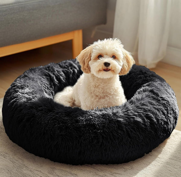 JOLLYVOGUE Small Dog Bed, Calming Soft Anti-Anxiety Donut Cat Bed, Washable round Fluffy Cushion for Small and Medium Pets (20")58