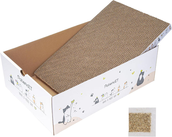 Patiencet Cat Scratch Pad with Box, 4 Pack Cardboard Cat Scratcher Lounge Bed for Indoor Cats, Reversible Corrugated Scratching Board Refill with Catnip10
